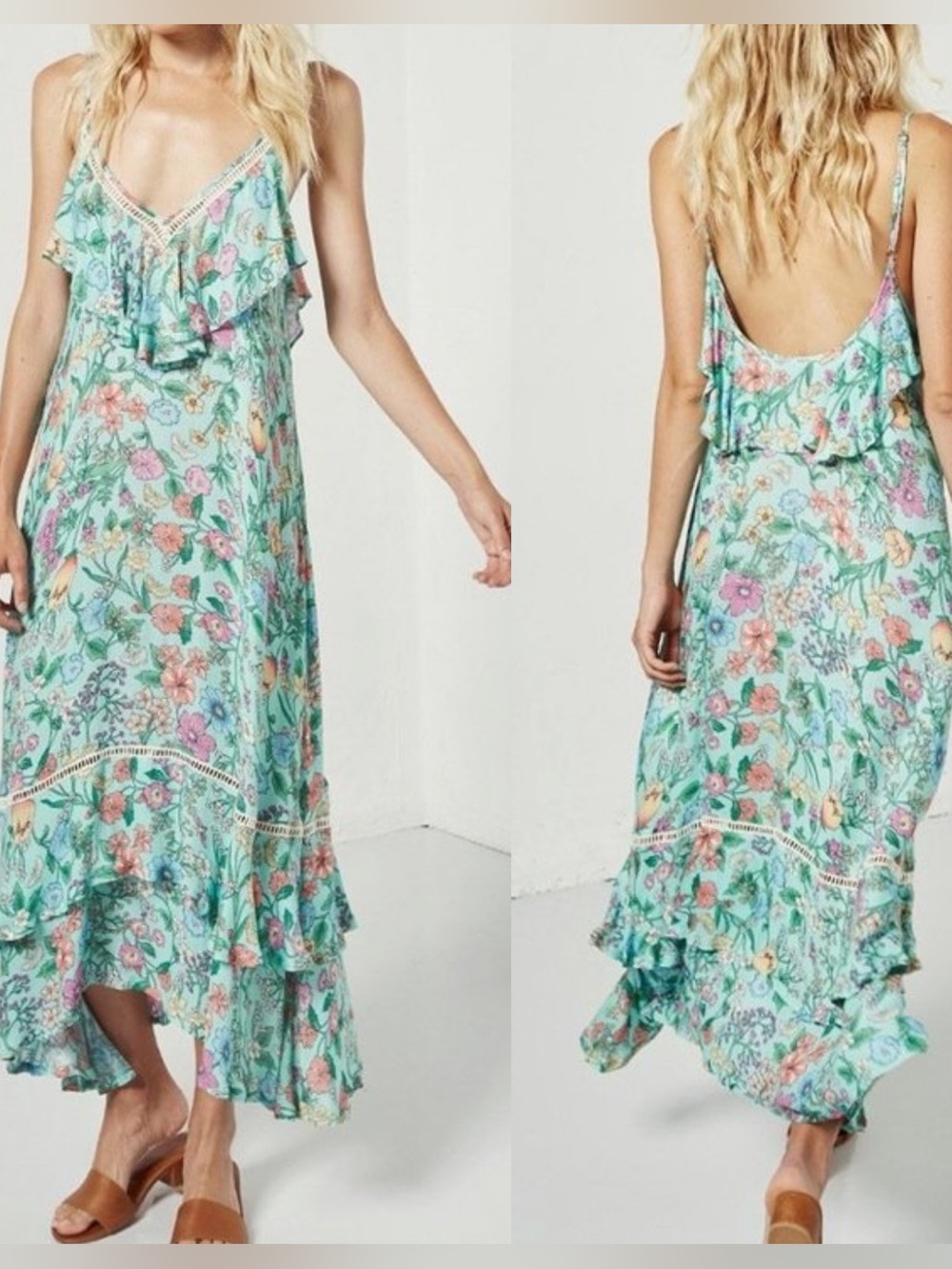 SPELL & the Gypsy Birthstone Sayulita Frill Floral Boho Dress SIZE MEDIUM